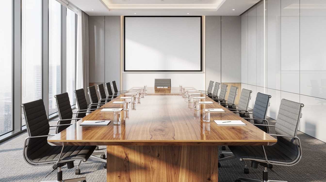 Empty elegant conference room set up for a corporate meeting